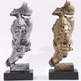 Abstract Sculpture Figurine Ornaments Silence Is Gold Office Home Decoration