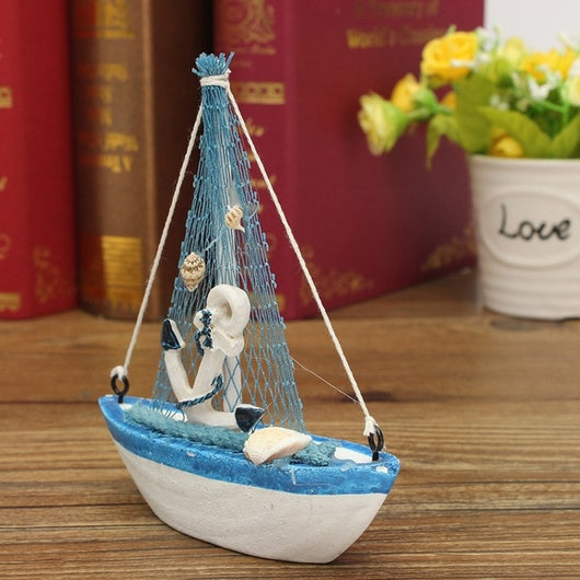 1PC Cute Mini Sailing Boat Model Nautical Home Decor