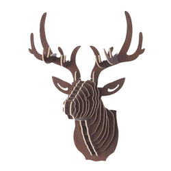 3D Wooden DIY Animal Deer Head Art Model Home Office Wall Hanging Decoration