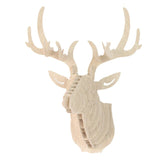 3D Wooden DIY Animal Deer Head Art Model Home Office Wall Hanging Decoration