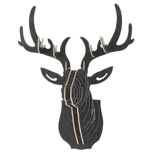 3D Wooden DIY Animal Deer Head Art Model Home Office Wall Hanging Decoration